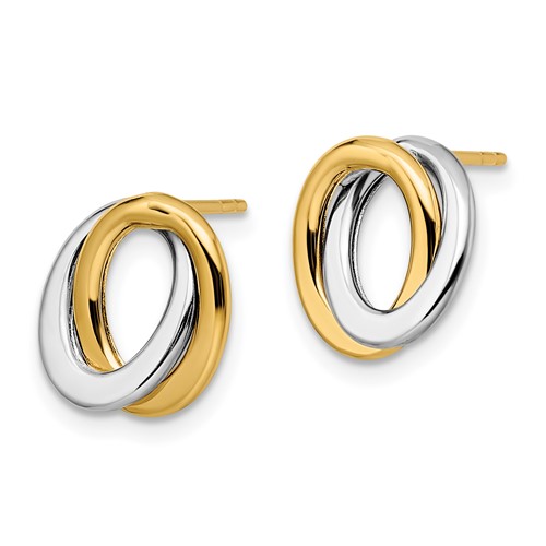 14k Two-tone Gold Love Knot Earrings 3/8in JJLE1310 | Joy Jewelers