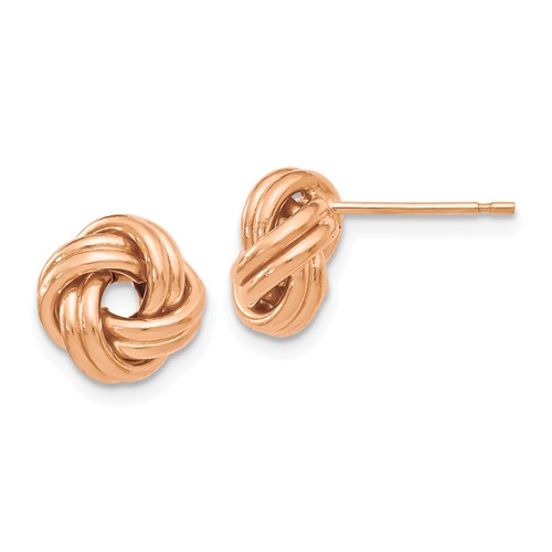 14k Rose Gold Two-Row Love Knot Earrings