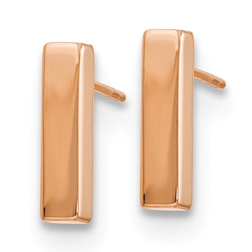 14k Rose Gold Bar Post Earrings 1/2in