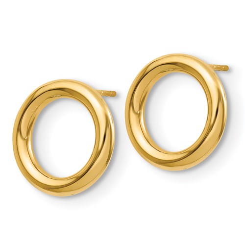 14K Yellow Gold Polished Circle Post Earrings 5/8in