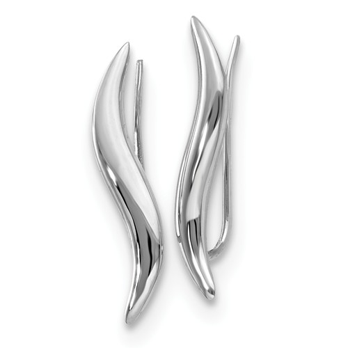 14k White Gold Curved Ear Climber Earrings