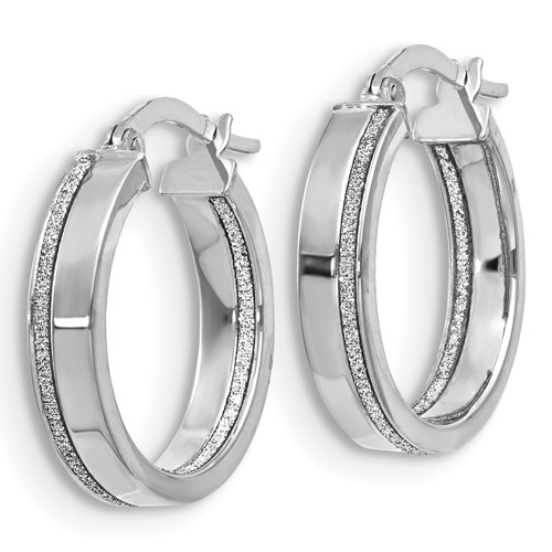 14k White Gold Italian Glimmer Hoop Earrings 3/4in