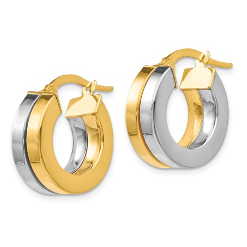 14k Two-tone Gold Italian Round Hoop Earrings 1in