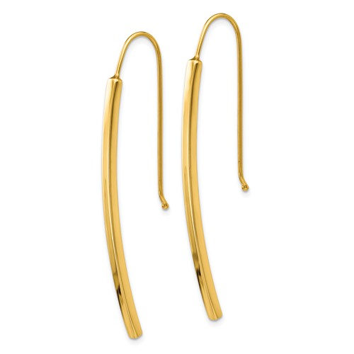 14k Yellow Gold Italian Long Bar Dangle Earrings 2in