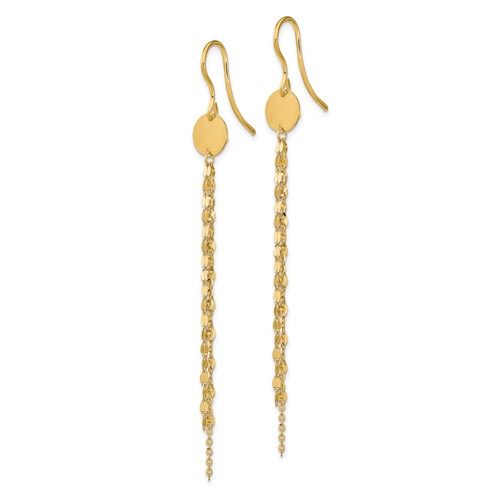 14k Yellow Gold Disc and Tassel Earrings JJLE2040 Joy Jewelers