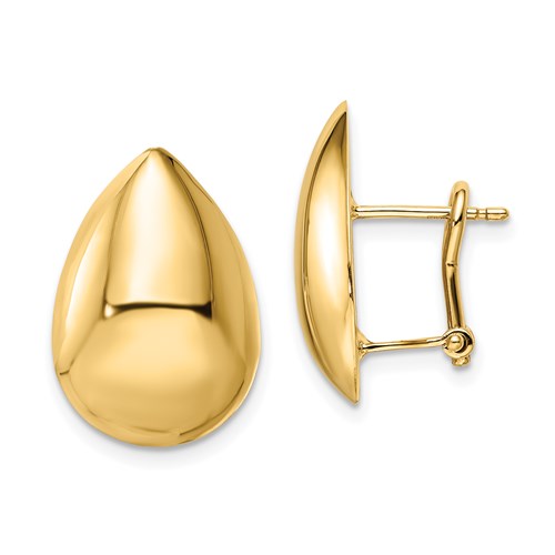 14k Yellow Gold Teardrop Omega Back Earrings 3/4in
