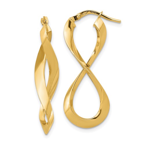 14k Yellow Gold Eternity Hoop Earrings 1.25in