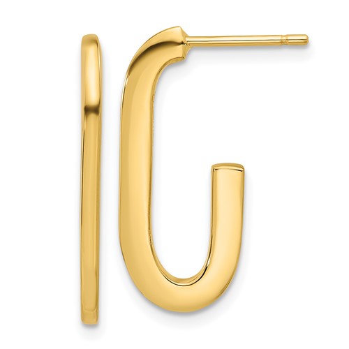 14k Yellow Gold Modern Slender J-Hoop Earrings