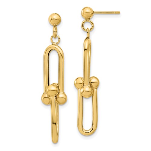 14k Yellow Gold Polished Jax Link Dangle Earrings