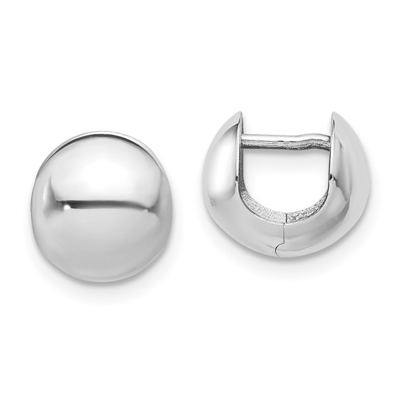 14k White Gold Rounded Huggie Earrings