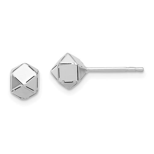 14k White Gold Geodome Ball Stud Earrings