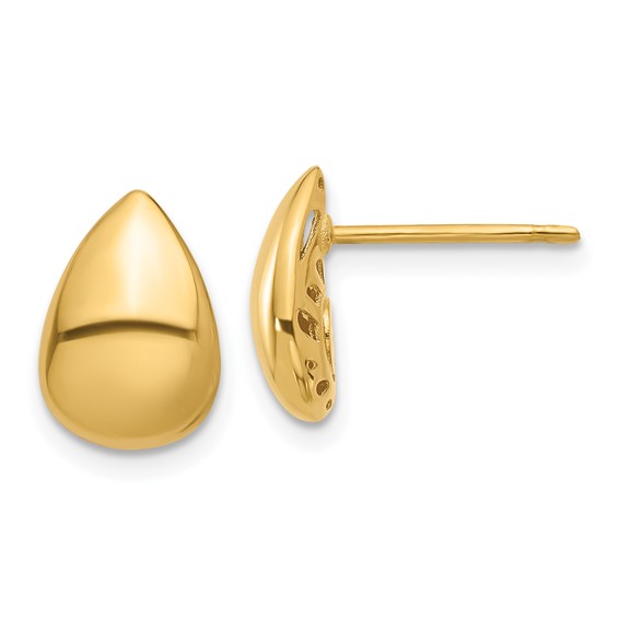 14k Yellow Gold Teardrop Post Earrings 1/2in