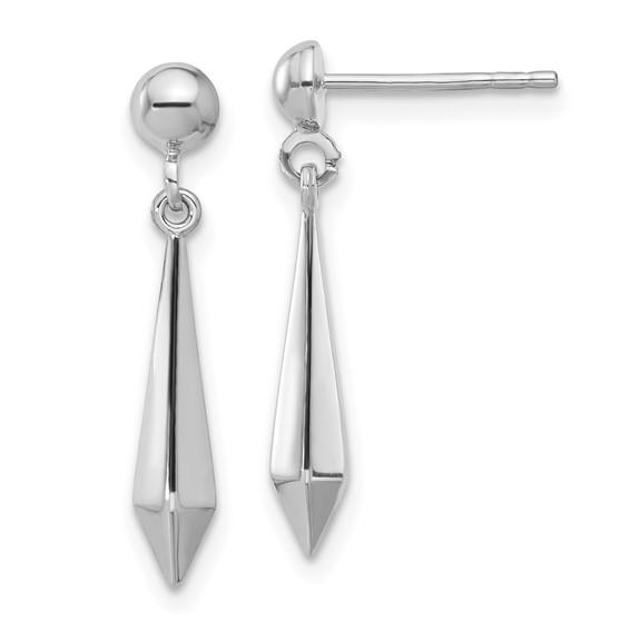 14k White Gold Long Kite Dangle Post Earrings