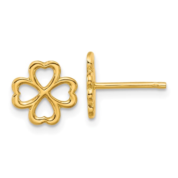 14k Yellow Gold Four Leaf Clover Earrings
