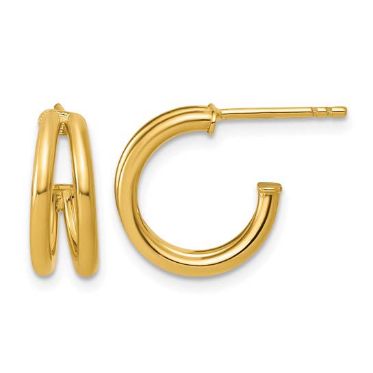 14k Yellow Gold Small Split J Hoop Earrings