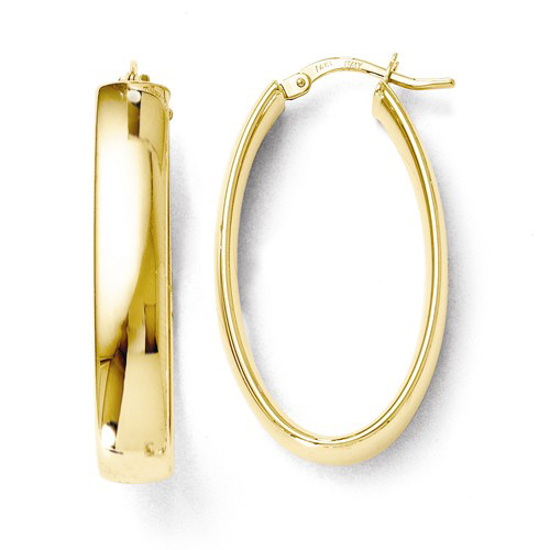 14kt Yellow Gold 1 1/4in Italian Oval Hoop Earrings 5.8mm