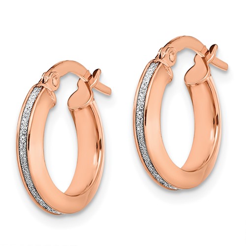 14kt Rose Gold 1/2in Italian Glitter Hoop Earrings
