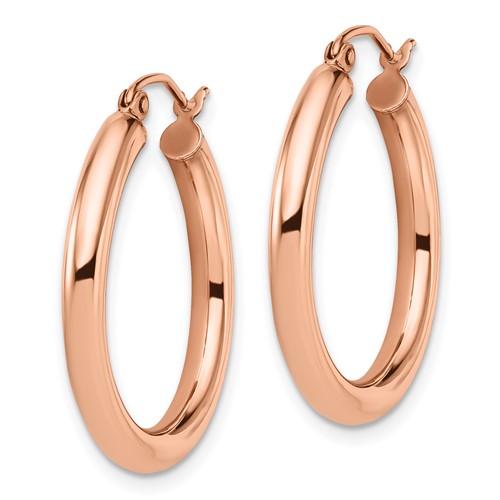 14kt Rose Gold 1in Round Hoop Earrings 3mm