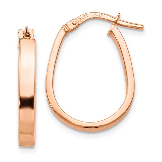 14kt Rose Gold 3/4in Italian U-Shaped Hoop Earrings