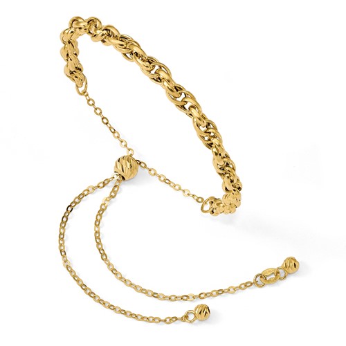 14k Yellow Gold Italian Adjustable Bangle Link Bracelet
