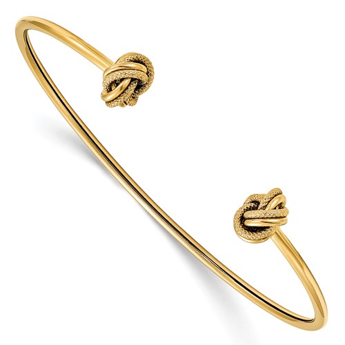 14k Yellow Gold Italian Love Knot Cuff Bangle JJLF1049 | Joy Jewelers