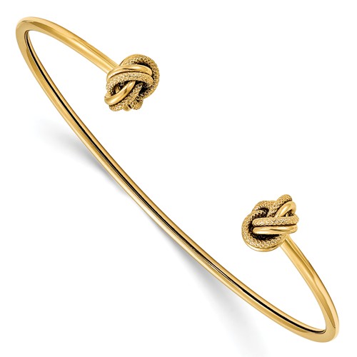 14k Yellow Gold Italian Love Knot Cuff Bangle Bracelet