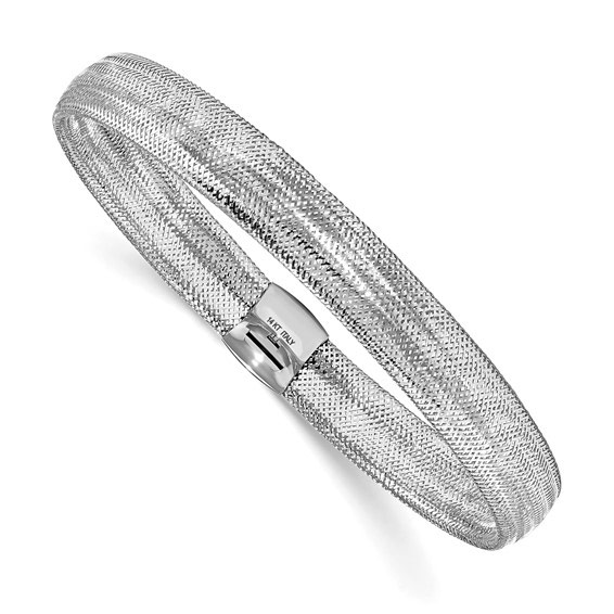 14k White Gold Italian Mesh Stretch Bracelet