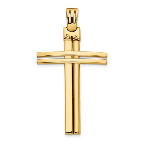 14k Yellow Gold Open Bar Cross Pendant 1 2/3in