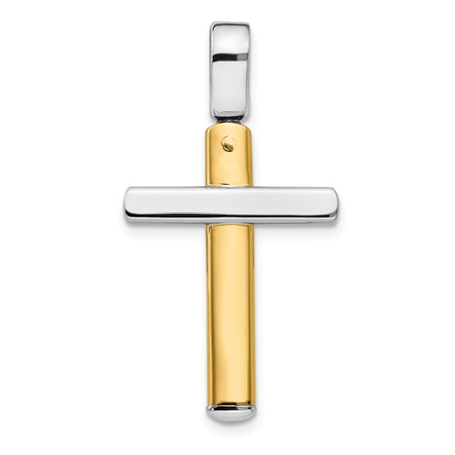 14k Two-tone Gold Latin Cross Pendant with High Polish 1in