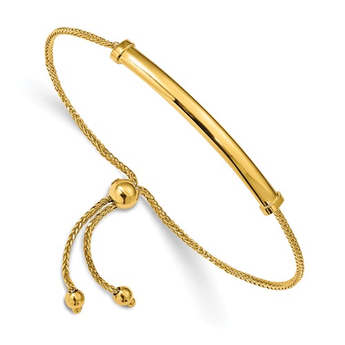 14k Yellow Gold Italian Adjustable Bar Bracelet