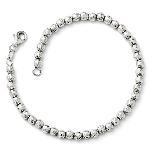 14k White Gold Italian Diamond-cut Bead Bracelet 7.25in
