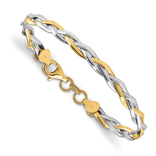 14k Two-tone Gold Italian Twist Bracelet 7in