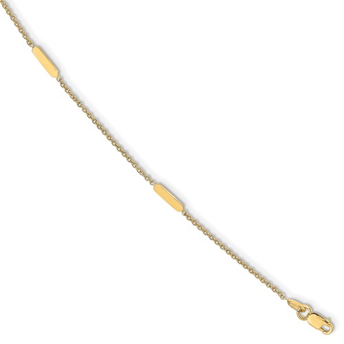 14k Yellow Gold 10in Italian Bar Station Link Anklet