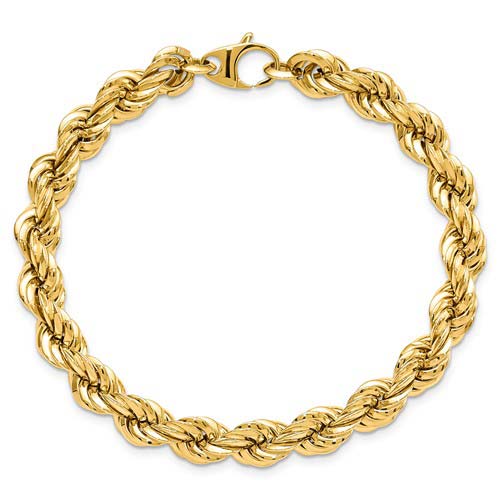 14k Yellow Gold Italian Rope Bracelet 8in