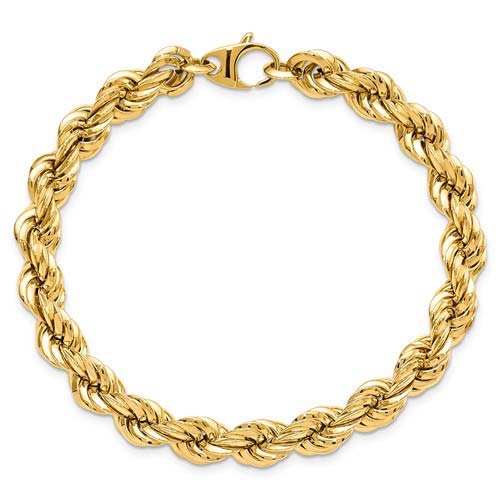 14k Yellow Gold Italian Rope Bracelet 8in JJLF12518 Joy Jewelers