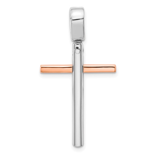 14k Rose and White Gold Latin Cross Pendant 1in