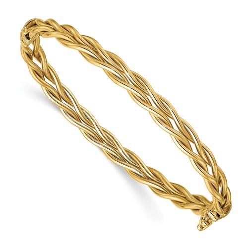 14k Yellow Gold Italian Woven Bangle Bracelet 7in