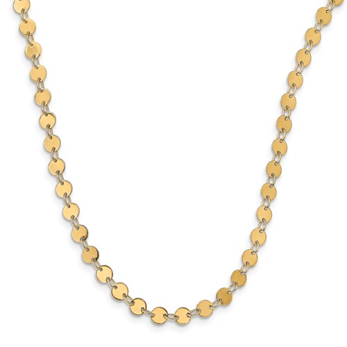 14k Yellow Gold Mirror Disc Link Necklace 18in