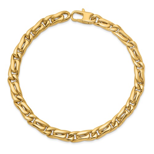 14k Yellow Gold Men's Italian Long Cable Link Bracelet 8.5in