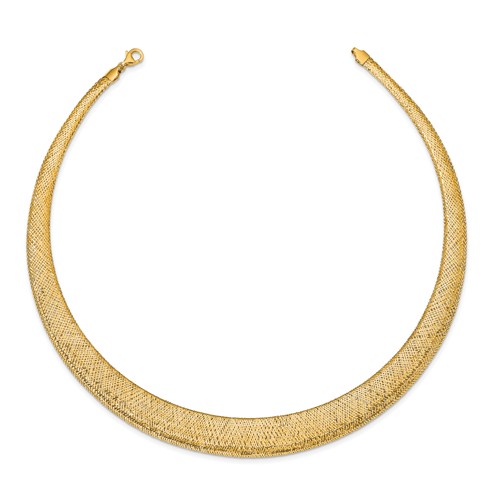 14k Yellow Gold Stretch Mesh Collar Necklace JJLF133518