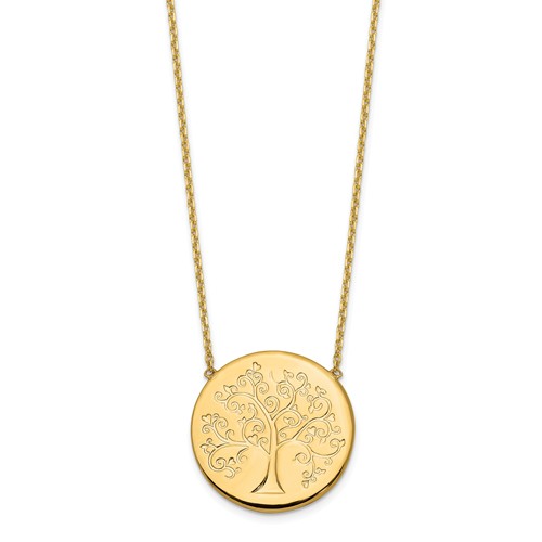14k Yellow Gold Round Tree of Life Necklace