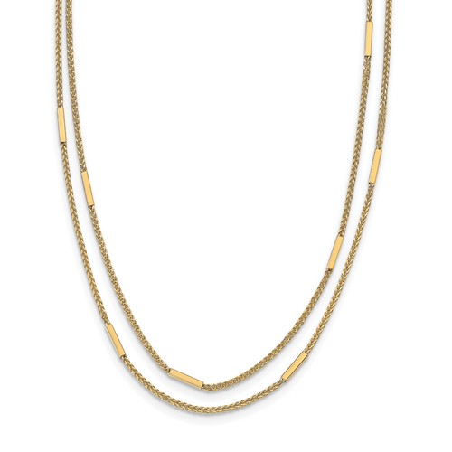 14k Yellow Gold Two-Strand Bar Station Necklace 18in