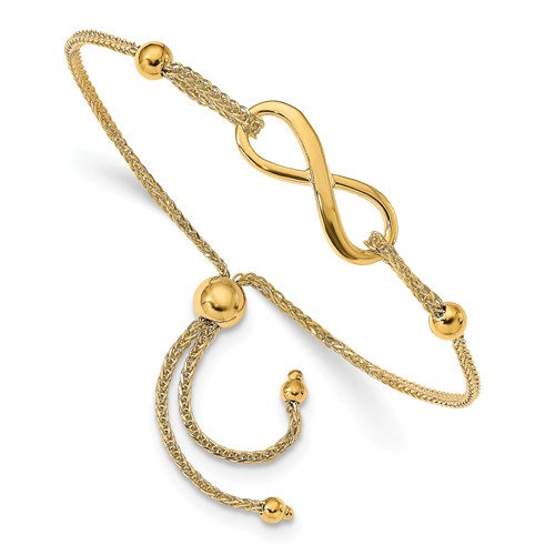 14k Yellow Gold Infinity Symbol Adjustable Spiga Bracelet