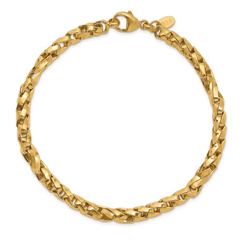 14k Yellow Gold Men's Italian Twist Cable Link Bracelet 8.5in