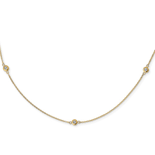 14k Two-tone Gold Italian Diamond-cut Station Necklace