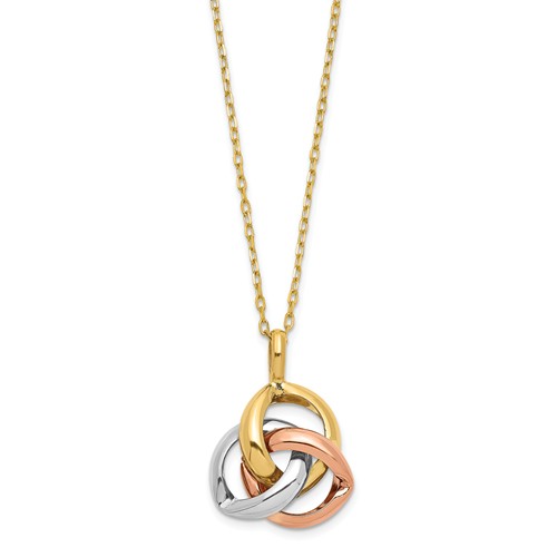 14k Tri-color Gold Italian Love Knot Necklace