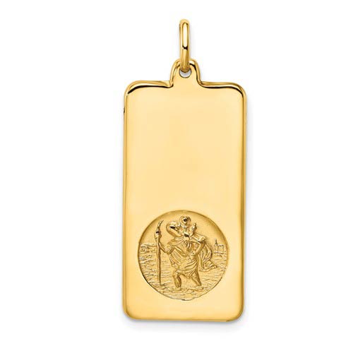 14k Yellow Gold St. Christopher Dog Tag Pendant 1.25in