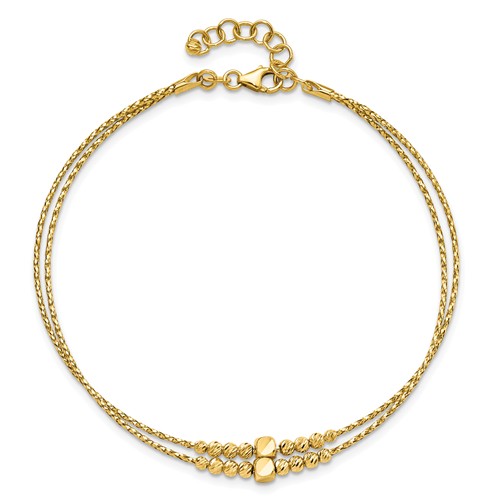 14k Yellow Gold Beaded 2-Strand Bracelet 7in