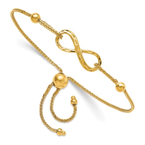 14k Yellow Gold Infinity Symbol Adjustable Bolo Bracelet