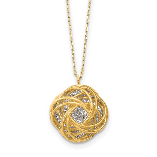 14k Two-tone Gold Italian Diamond-cut Love Knot Necklace